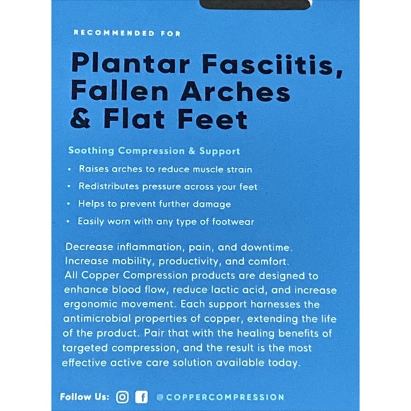 Copper Compression Arch Supports Plantar Fasciitis Flat Feet Fallen Arches NEW - Picture 5 of 6